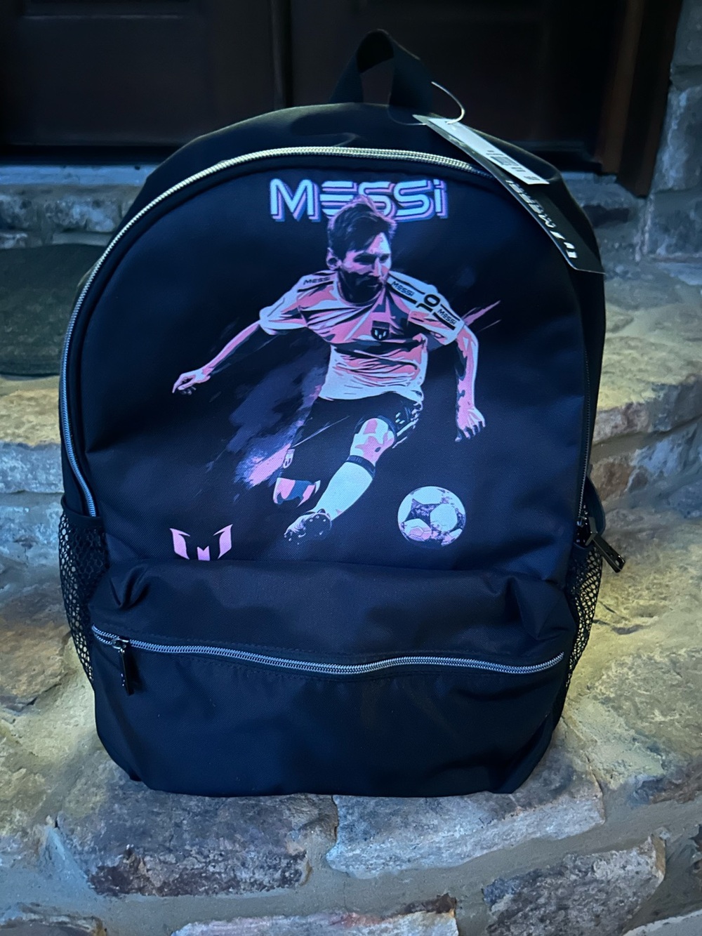 Messi Collection Soccer Backpack Black School Book Bag Athletic Travel Bag